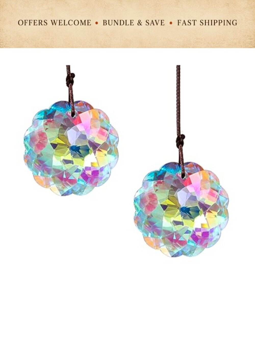 K9 Crystal Suncatcher Datura Pendant Rainbow Maker Hanging Prism 45mm